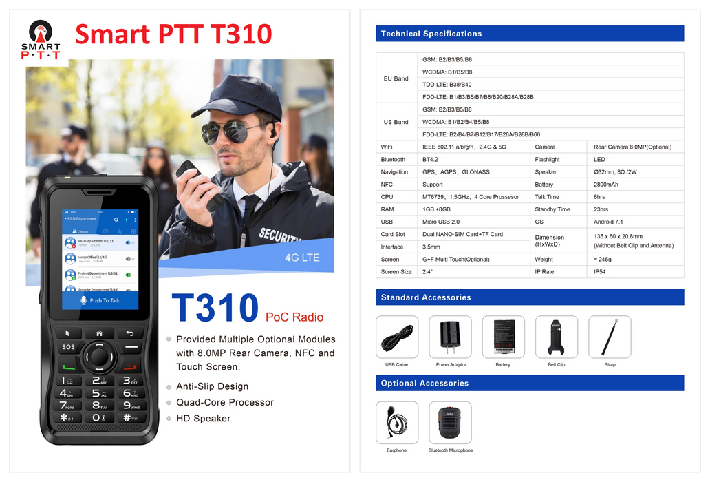 Smart PTT T310 Sim Card Two-Way Radio